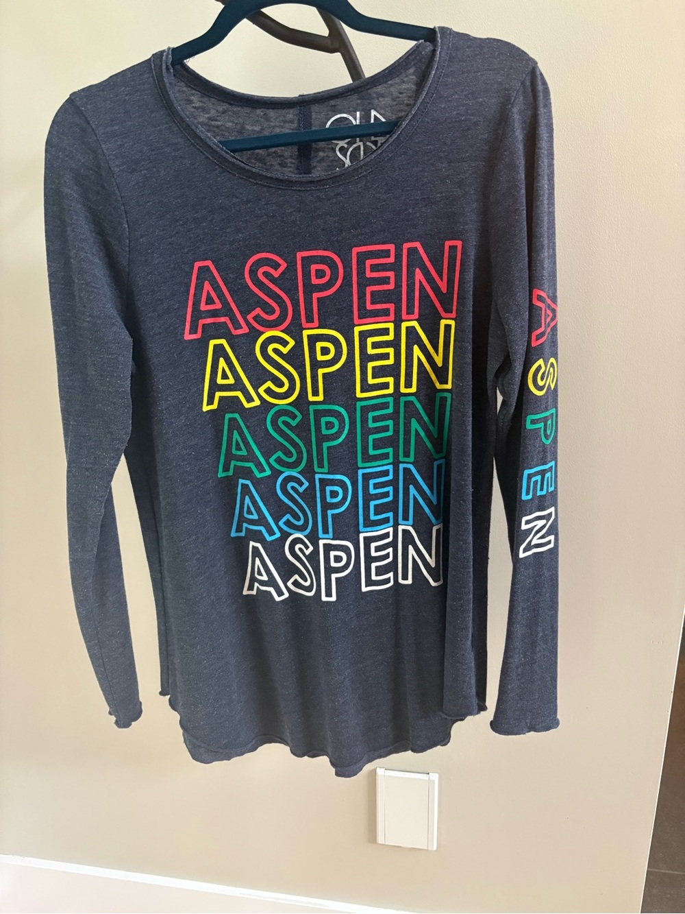 CHASER - Navy Long-Sleeve Tee with Multicolor ASPEN Print